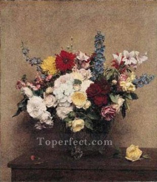  Fantin Oil Painting - The Rosy Wealth of June flower painter Henri Fantin Latour